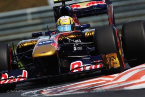 BUDAPEST, HUNGARY - JULY 30: Jaime Alguersuari of Spain and Scuderia Toro Rosso drives during the final practice session prior to qualifying for the Hungarian Formula One Grand Prix at the Hungaroring on July 30, 2011 in Budapest, Hungary. (Photo by Mark Thompson/Getty Images) *** Local Caption *** Jaime Alguersuari