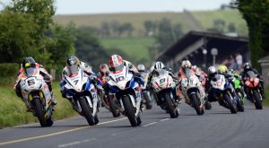 PACEMAKER, BELFAST, 9/8/2012: Bruce Anstey (5,Padgett's Honda), Guy Martin (7, Tyco Suzuki), Conor Cummins (10, Tyco Suzuki) and Michael Dunlop (9, McAdoo/Hunts Honda) lead the pack off the line  in the Superbike race at the Dundrod 150 today.. PICTURE BY STEPHEN DAVISON